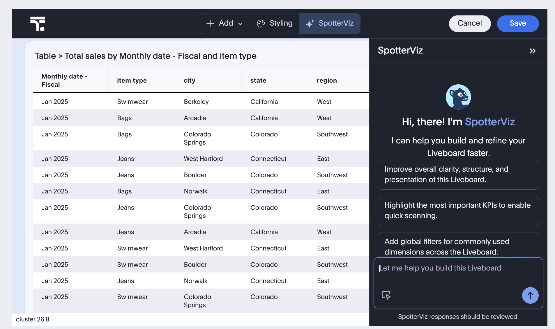 SpotterViz in embed view